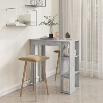 Bartafel met schap 102x50x103,5 cm bewerkt hout betongrijs 6