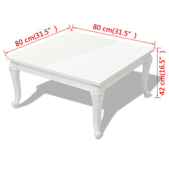 Salontafel 80x80x42 cm hoogglans wit 5