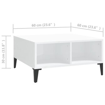 Salontafel 60x60x30 cm bewerkt hout hoogglans wit 6