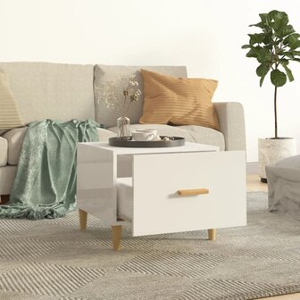 Salontafel 50x50x40 cm bewerkt hout hoogglans wit 3