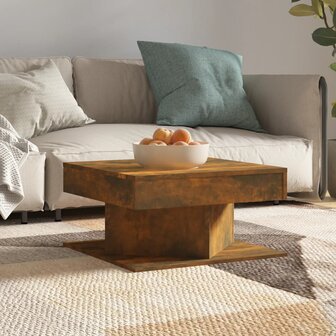 Salontafel 57x57x30 cm bewerkt hout gerookt eikenkleurig 1