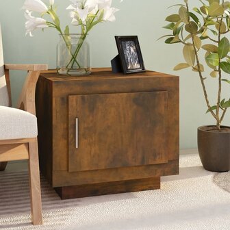 Salontafel 51x50x45 cm bewerkt hout gerookt eikenkleurig 1