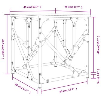 Salontafel 45x45x47,5 cm bewerkt hout gerookt eikenkleurig 9