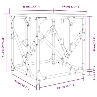 Salontafel 45x45x47,5 cm bewerkt hout bruin eikenkleur 9
