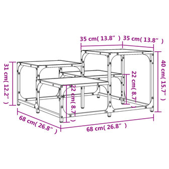 Salontafel 68x68x40 cm bewerkt hout zwart 9