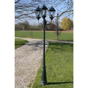 Tuinlantaarn Brighton 3-arms 230 cm donkergroen/zwart 1