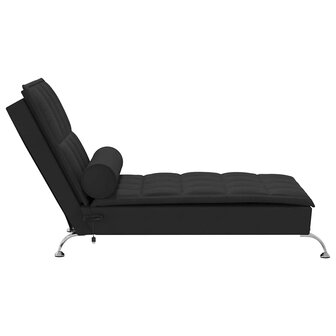 Massage chaise longue met bolster stof zwart 5