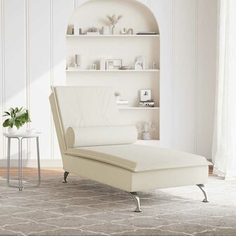 Massage chaise longue met bolster fluweel roze 3