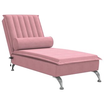 Massage chaise longue met bolster fluweel roze 2