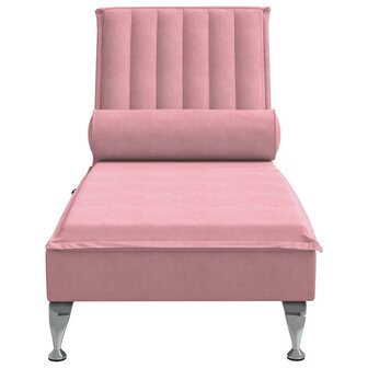 Massage chaise longue met bolster fluweel roze 4