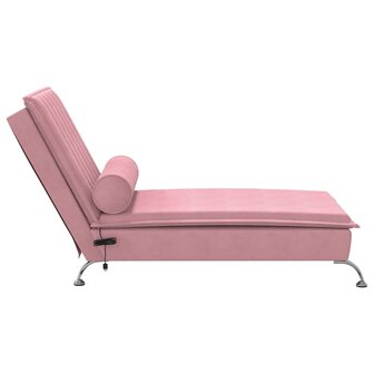 Massage chaise longue met bolster fluweel roze 5