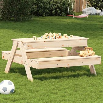 Picknicktafel met zandbak voor kinderen massief grenenhout 1