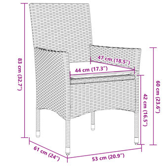 3-delige Tuinset met kussens poly rattan en acaciahout zwart 8