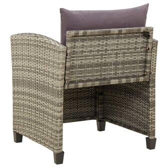 Tuinstoel met kussens poly rattan grijs 4