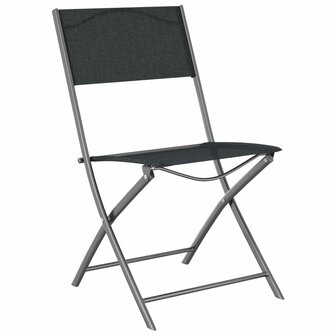 Tuinstoelen inklapbaar 2 st staal en textileen zwart 3