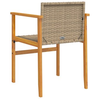 Tuinstoelen 2 st met kussens poly rattan en massief hout beige 7