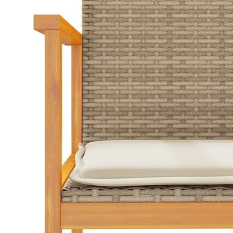 Tuinstoelen 2 st met kussens poly rattan en massief hout beige 8