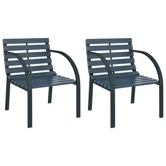 Tuinstoelen 2 st hout grijs 2