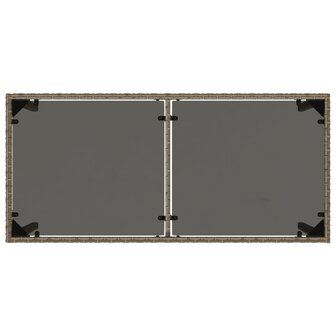 Tuintafel met glazen blad 115x54x74 cm poly rattan grijs 7