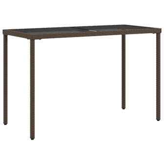 Tuintafel met glazen blad 115x54x74 cm poly rattan bruin 2