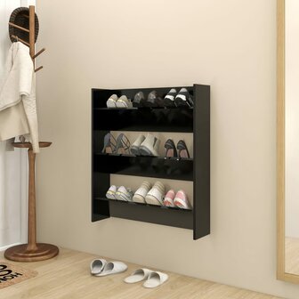 Wandschoenenkast 80x18x90 cm bewerkt hout zwart 1