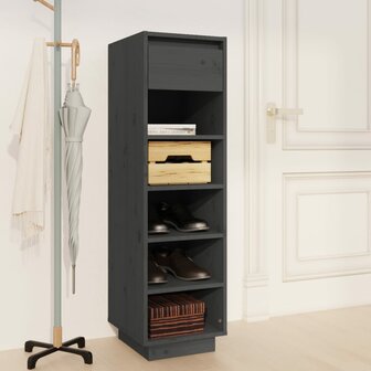 Schoenenkast 30x34x105 cm massief grenenhout grijs 1