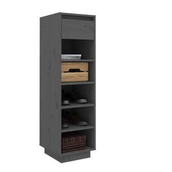 Schoenenkast 30x34x105 cm massief grenenhout grijs 7
