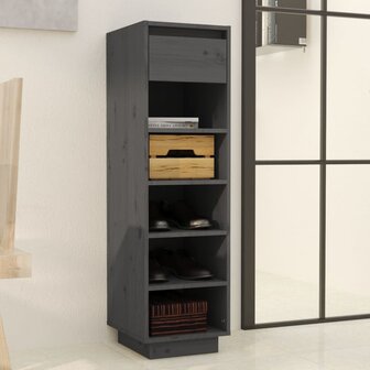 Schoenenkast 30x34x105 cm massief grenenhout grijs 8