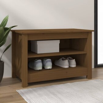 Schoenenkast 70x38x45,5 cm massief grenenhout honingbruin 1