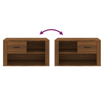 Schoenenkast 80x35x45 cm bewerkt hout bruin eikenkleur 7