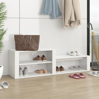Schoenenkast 150x35x45 cm bewerkt hout hoogglans wit 1