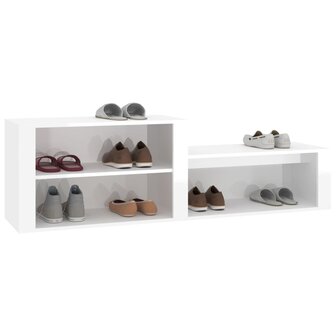 Schoenenkast 150x35x45 cm bewerkt hout hoogglans wit 4