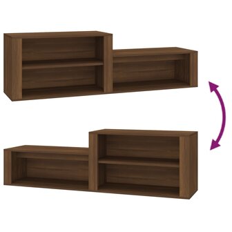 Schoenenkast 150x35x45 cm bewerkt hout bruin eikenkleur 7