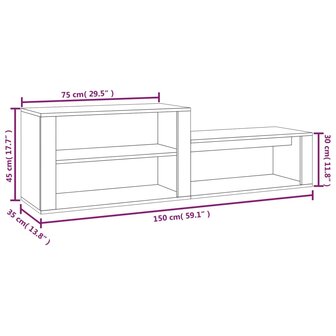 Schoenenkast 150x35x45 cm bewerkt hout bruin eikenkleur 9