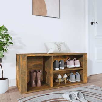 Schoenenkast 100x35x45 cm bewerkt hout gerookt eikenkleurig 1