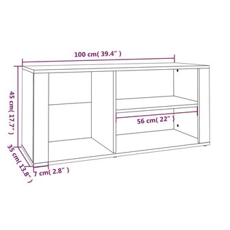 Schoenenkast 100x35x45 cm bewerkt hout gerookt eikenkleurig 8