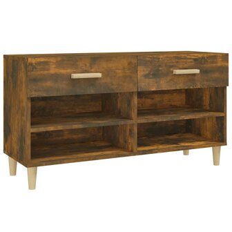 Schoenenkast 102x35x55 cm bewerkt hout gerookt eikenkleurig 2