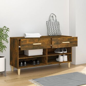 Schoenenkast 102x35x55 cm bewerkt hout gerookt eikenkleurig 3
