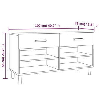 Schoenenkast 102x35x55 cm bewerkt hout gerookt eikenkleurig 9