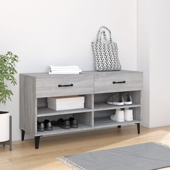 Schoenenkast 102x35x55 cm bewerkt hout grijs sonoma eikenkleur 1