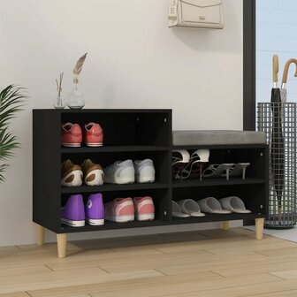 Schoenenkast 102x36x60 cm bewerkt hout zwart 1