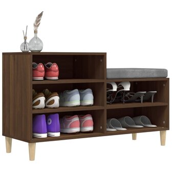Schoenenkast 102x36x60 cm bewerkt hout bruin eikenkleur 4