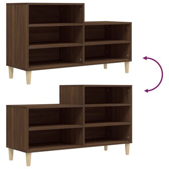 Schoenenkast 102x36x60 cm bewerkt hout bruin eikenkleur 7