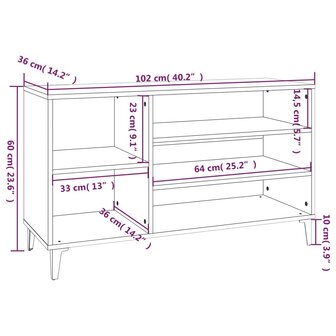 Schoenenkast 102x36x60 cm bewerkt hout sonoma grijs 8