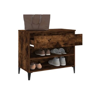 Schoenenkast 70x36x60 cm bewerkt hout gerookt eikenkleurig 5