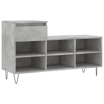 Schoenenkast 102x36x60 cm bewerkt hout betongrijs 2