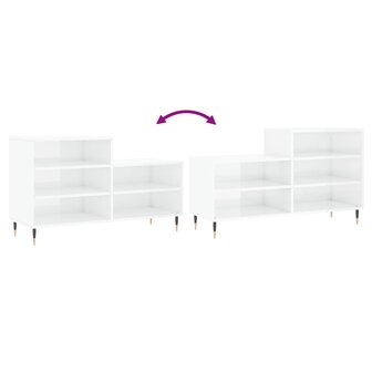 Schoenenkast 102x36x60 cm bewerkt hout hoogglans wit 7