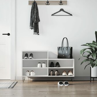 Schoenenkast 102x36x60 cm bewerkt hout wit 1
