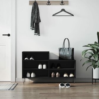 Schoenenkast 102x36x60 cm bewerkt hout zwart 1