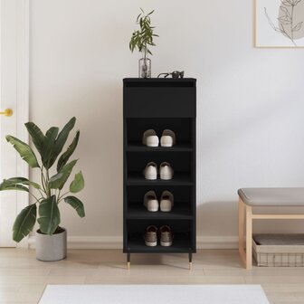 Schoenenkast 40x36x105 cm bewerkt hout zwart 1